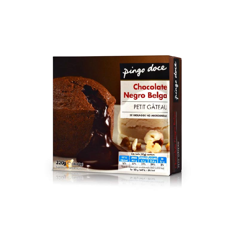 Petit gateau chocolate negro congelado Pingo Doce 4x80g