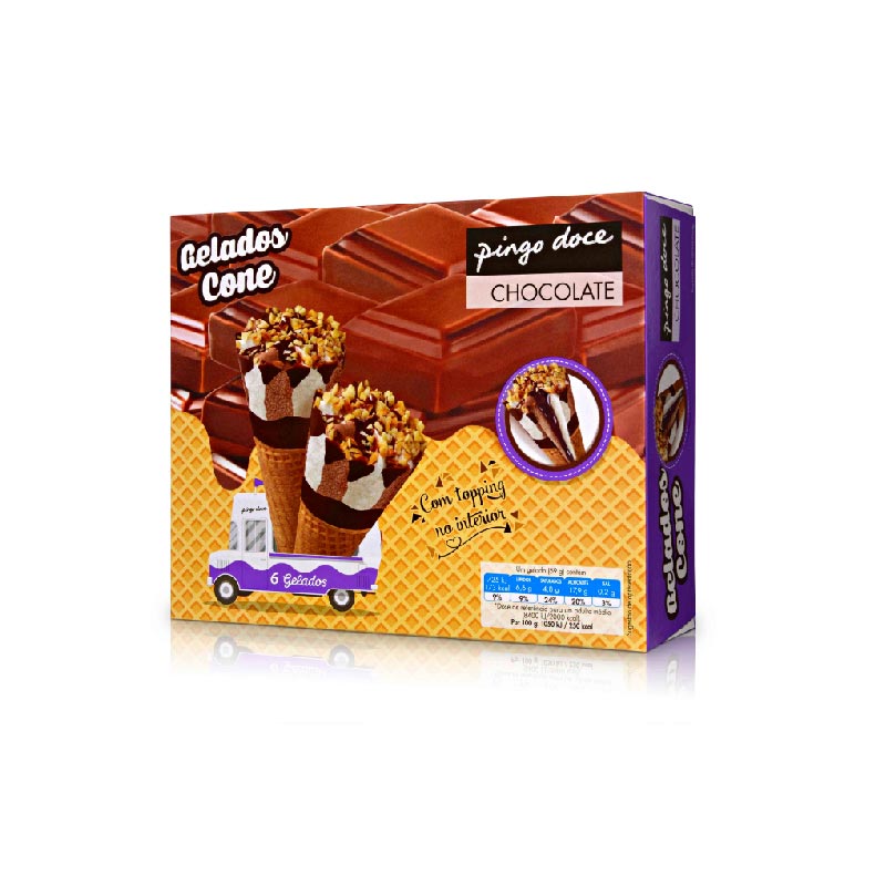 Gelado cone chocolate Pingo Doce 6x120ml