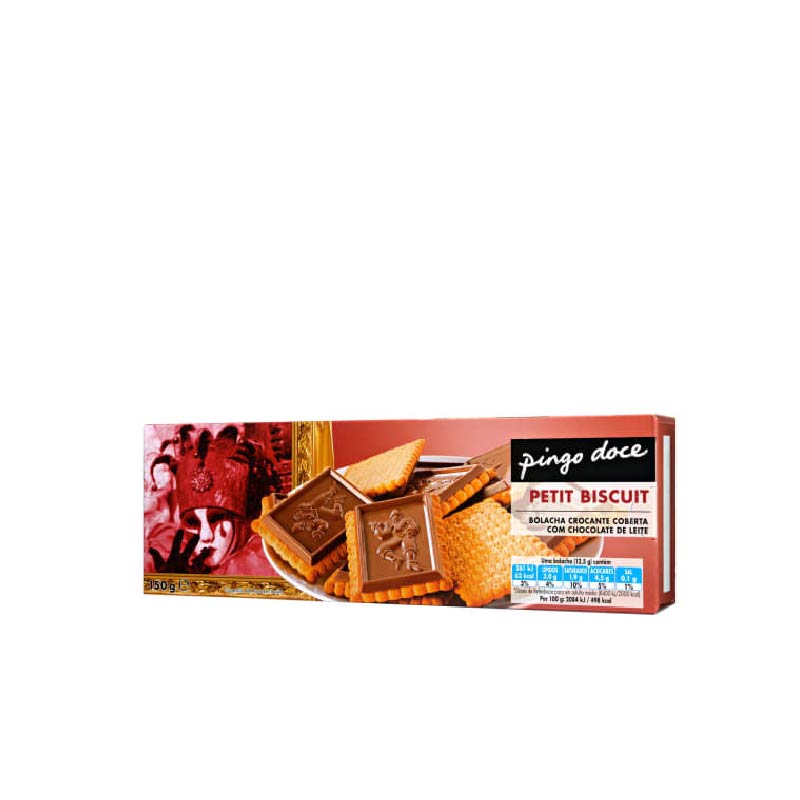 Bolacha petit biscuit chocolate leite Pingo Doce 150g