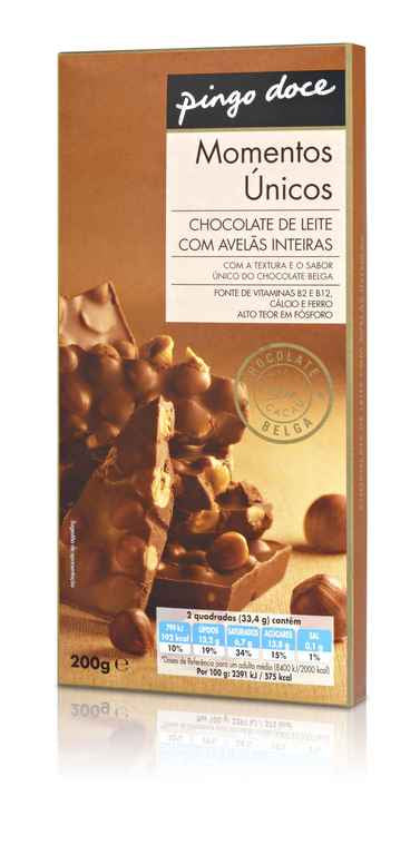 Chocolate leite e avelãs Pingo Doce 200g