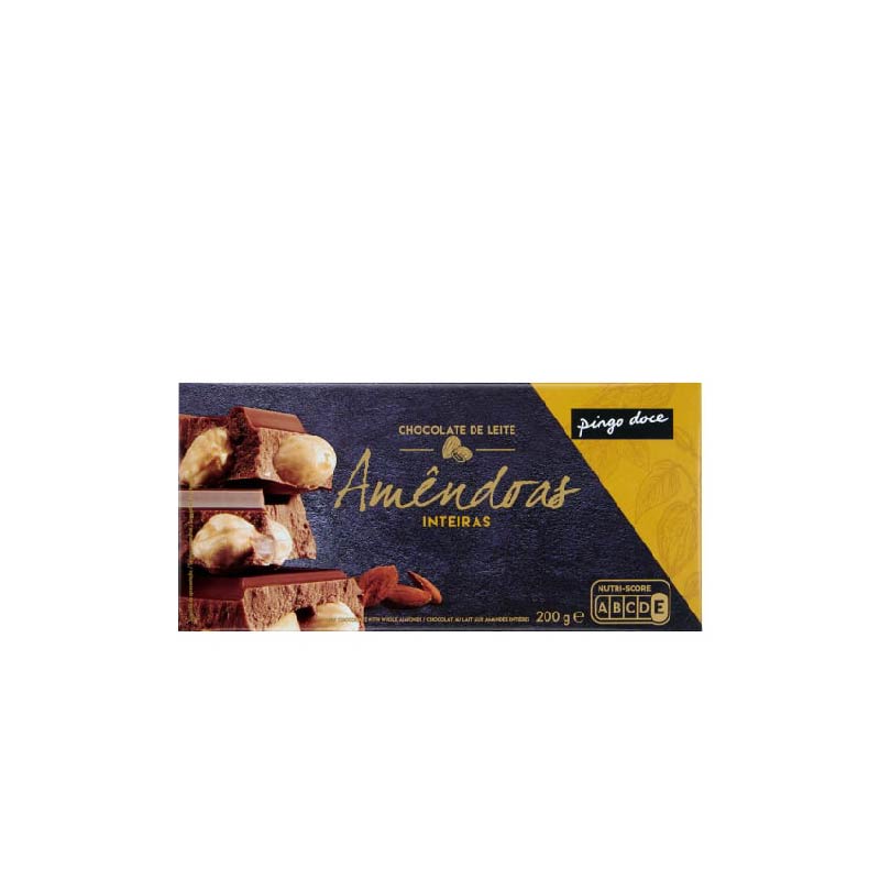 Chocolate leite e amêndoas Pingo Doce 200g