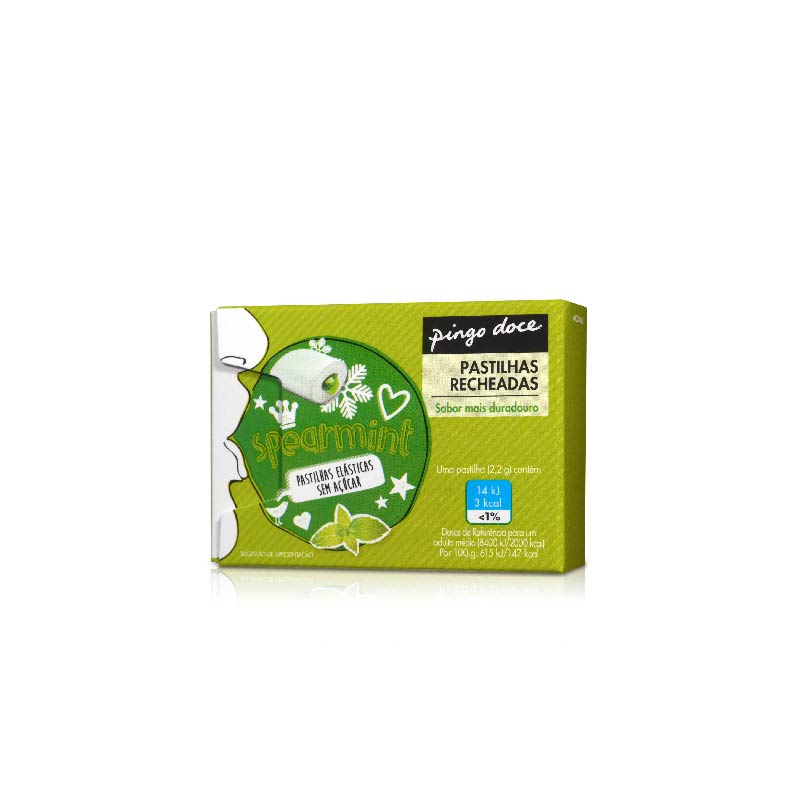 Pastilhas recheado spearmint Pingo Doce 22g