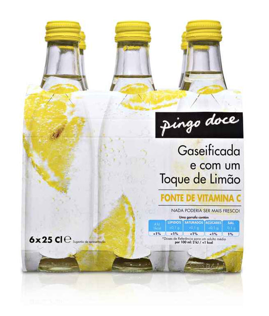 Água com gás sabor limão Pingo Doce 6x25cl