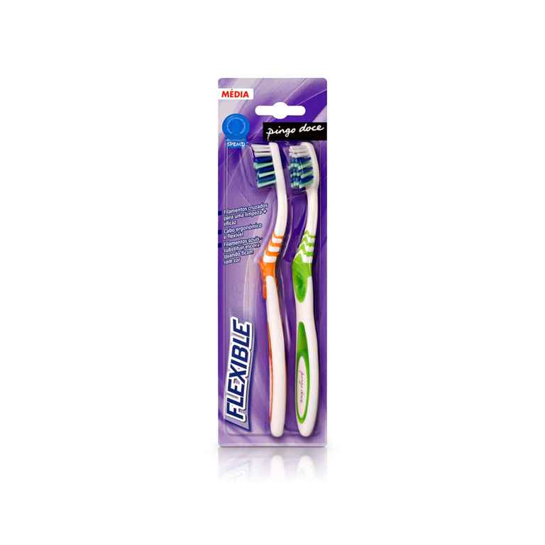 Escova dentes flexivel médio e suave Pingo Doce 2unid