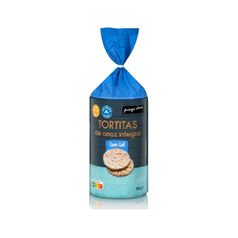 Tortita arroz s/glúten c/sal Pingo Doce 130g