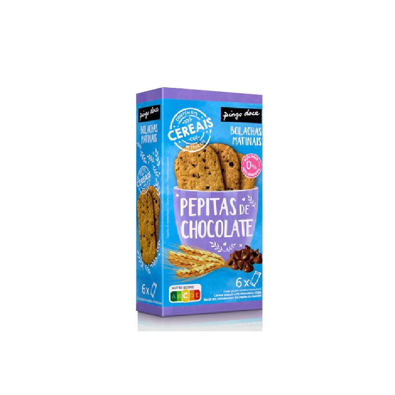 Bolacha mat. s/açúcar pepitas chocolate Pingo Doce 300g