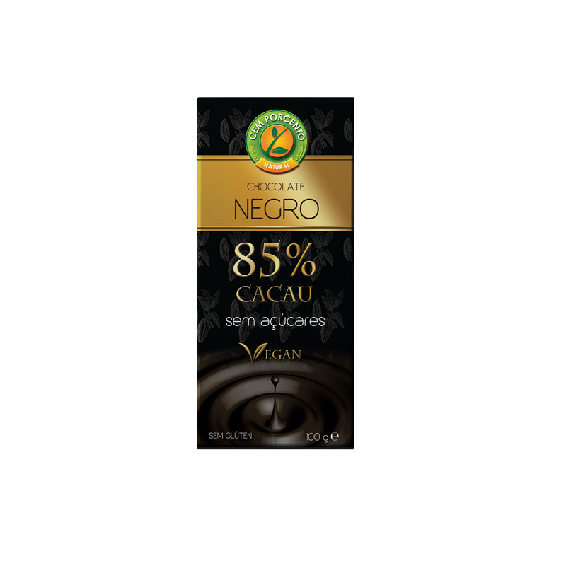 Chocolate negro 85% cacau sem açúcares CemporCento 100g