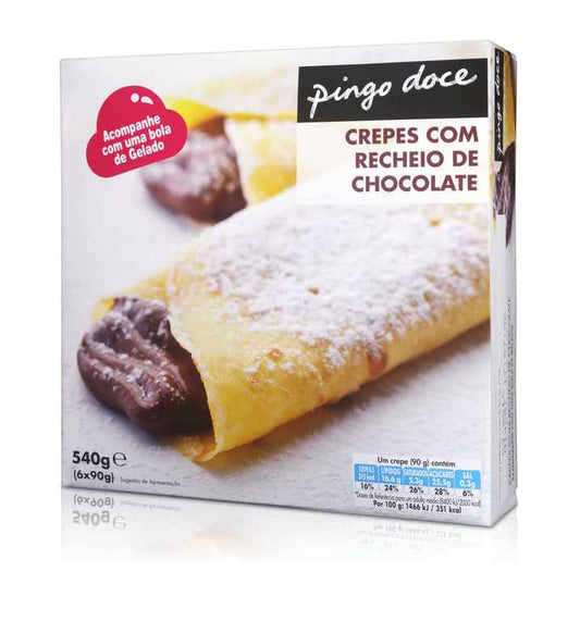 Crepes recheados de chocolate congelado Pingo Doce 540g