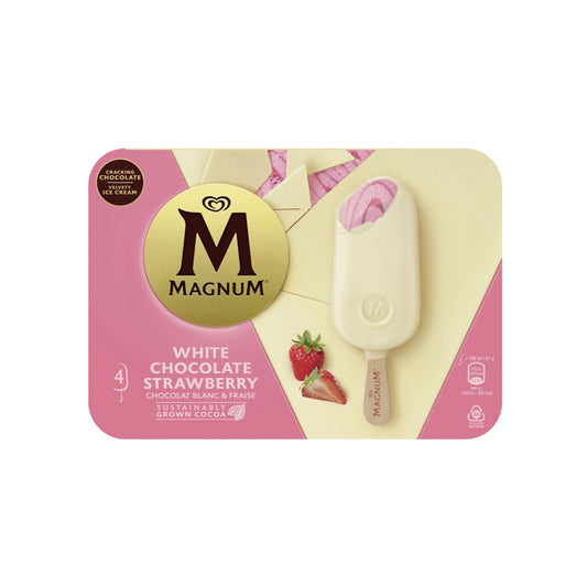 Gelado de chocolate branco morango Magnum 4un