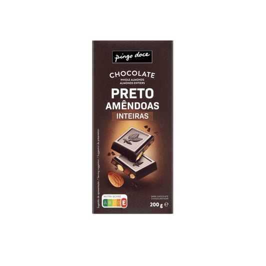 Chocolate preto amêndoas Pingo Doce 200g