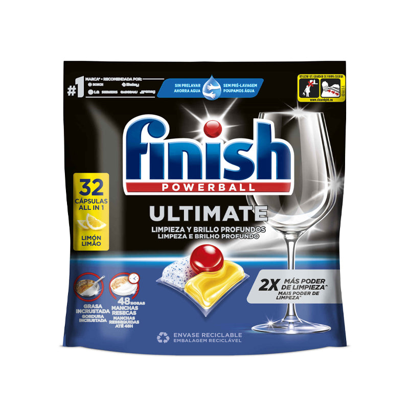 Pastilha maquina finish limao Ultra 32 doses