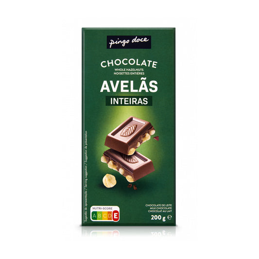 Chocolate leite avela inteiras Pingo doce 100gr