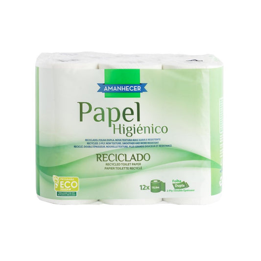 Papel higienico 2f reciclado 12 rolos Amanhecer