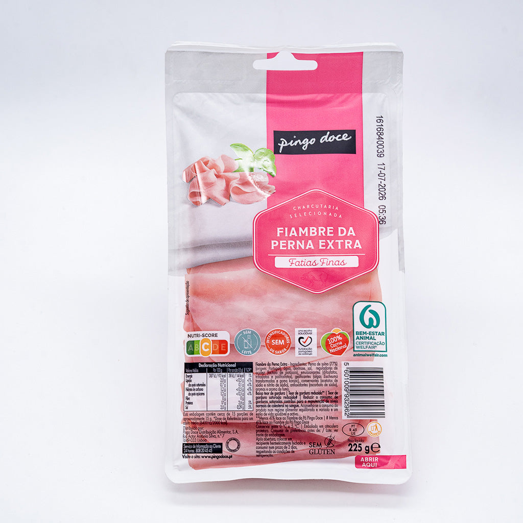 Fiambre perna extra fatias finas Pingo doce 225G