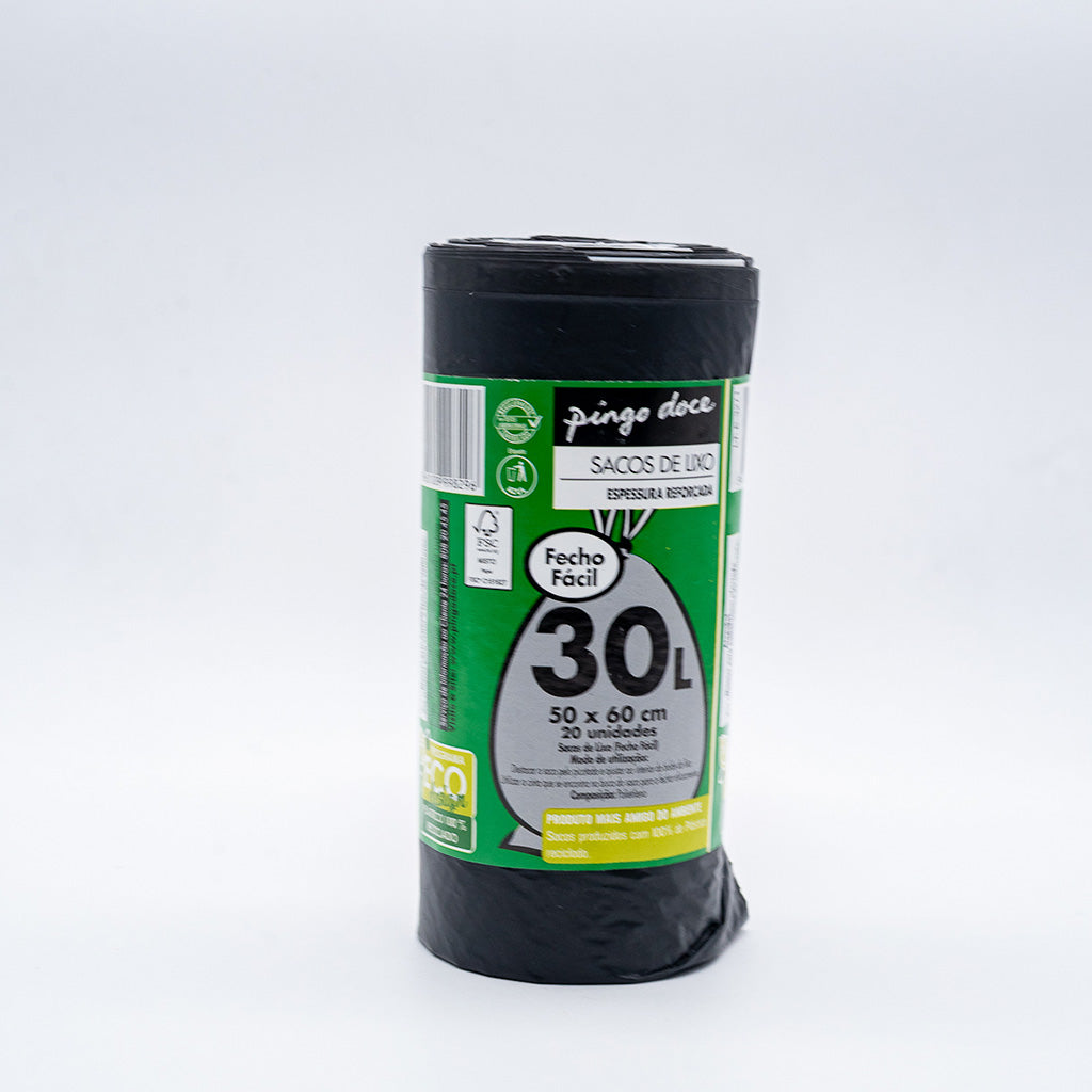 Saco de lixo 30L fecho fácil Pingo Doce 30uni