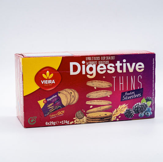 Bolacha digestive thins frutos silvestres Vieira Castro 174G