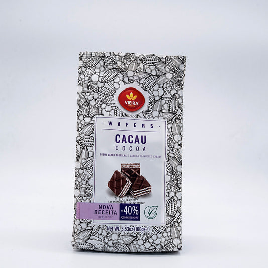 Bolacha wafer cubos cacau Vieira castro 100gr